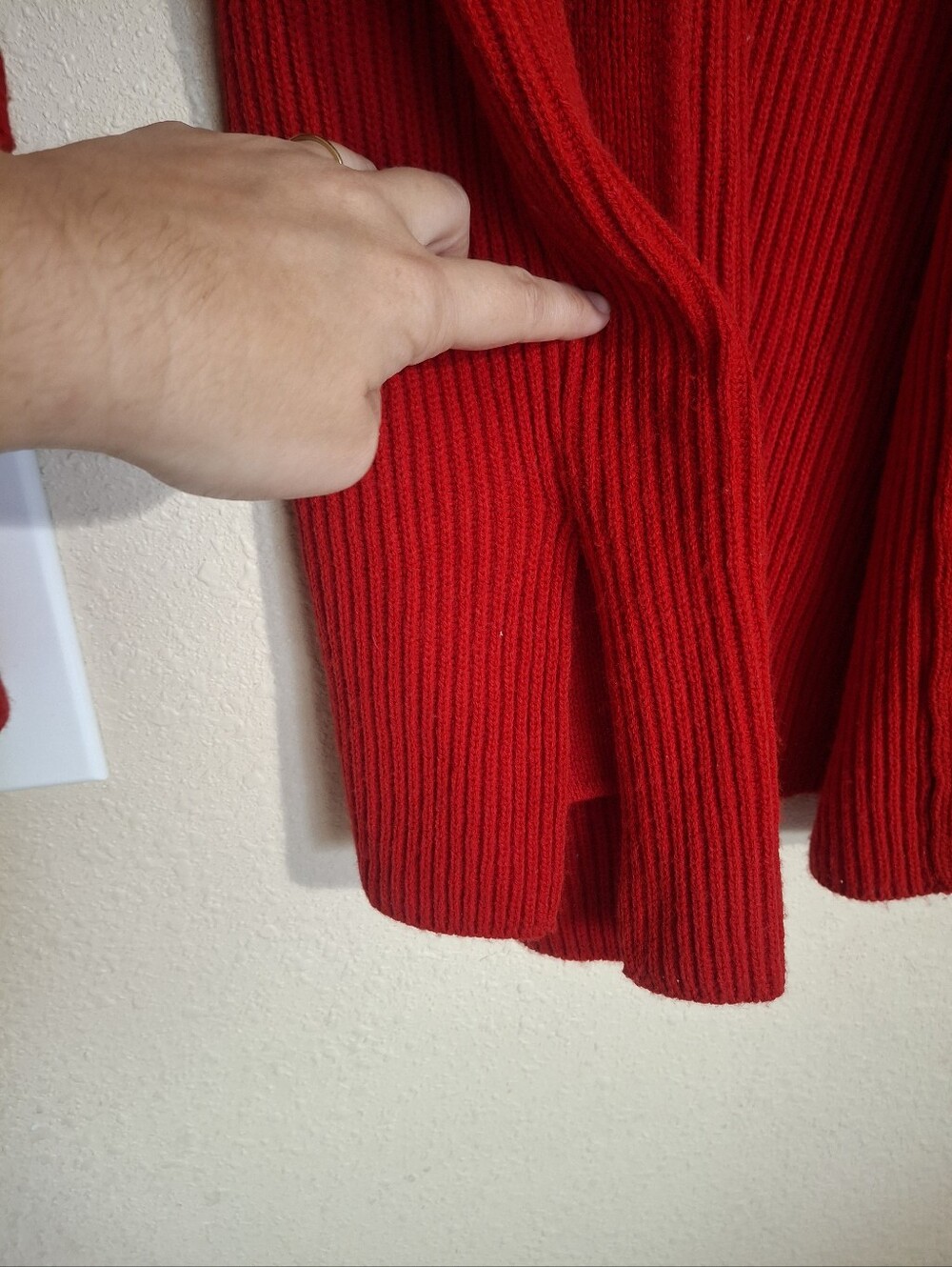 Basic Editions Red Open-Front Ribbed Cardigan Sweater - Picture 2 of 6